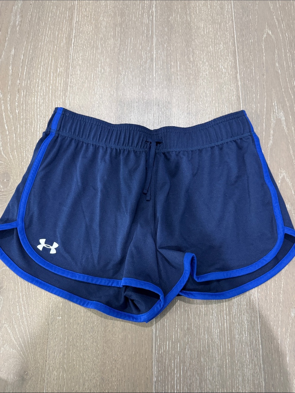 Under Armour Navy Blue Women's Athletic Shorts with Bright Blue Trim